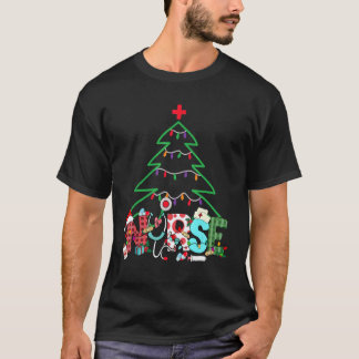 Stethoscoop Kerstboom Verpleegster Kerst Kerstdokt T-shirt