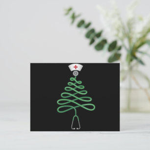 Stethoscoop Kerstboom Verpleegster Schrob Kerstmis Feestdagenkaart
