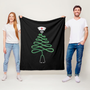 Stethoscoop Kerstboom Verpleegster Schrob Kerstmis Fleece Deken