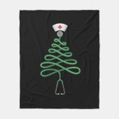 Stethoscoop Kerstboom Verpleegster Schrob Kerstmis Fleece Deken (Voorkant)