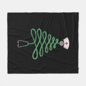 Stethoscoop Kerstboom Verpleegster Schrob Kerstmis Fleece Deken (Voorkant (Horizontaal))