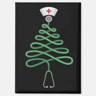 Stethoscoop Kerstboom Verpleegster Schrob Kerstmis Magneet