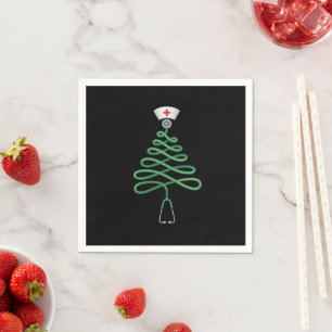 Stethoscoop Kerstboom Verpleegster Schrob Kerstmis Servet
