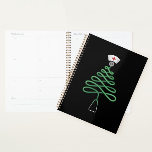 Stethoscoop Kerstboom Verpleegster Scrub Kerstmis Planner (Display)