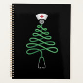 Stethoscoop Kerstboom Verpleegster Scrub Kerstmis Planner (Voorkant)