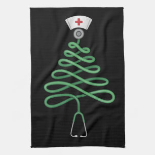 Stethoscoop Kerstboom Verpleegster Scrub Kerstmis  Theedoek