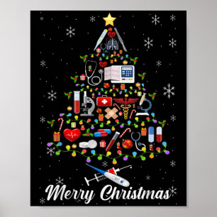 Stethoscoop Kerstboom Verpleegster Verpleegkundige Poster