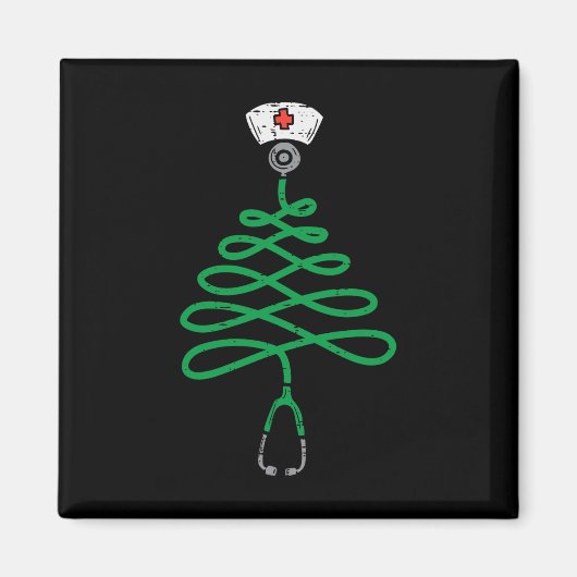 Stethoscoop kerstboom Zuurkerstscrub T Magneet (Voorkant)