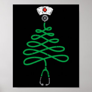 Stethoscoop kerstboom Zuurkerstscrub T Poster