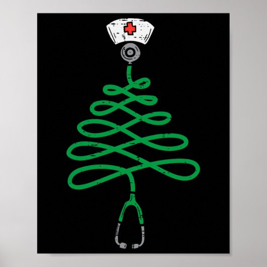 Stethoscoop kerstboom Zuurkerstscrub T Poster (Voorkant)