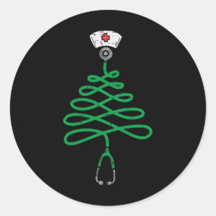 Stethoscoop kerstboom Zuurkerstscrub T Ronde Sticker