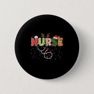 Stethoscoop Kerstman Hoed Rendier Kerstmis Kerstmi Ronde Button 5,7 Cm