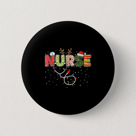 Stethoscoop Kerstman Hoed Rendier Kerstmis Kerstmi Ronde Button 5,7 Cm (Voorkant)