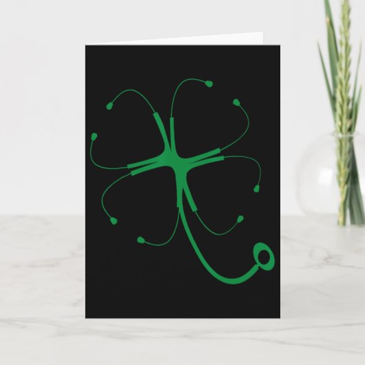 Stethoscoop Klaver Geluk St. Patrick's Dag Grappig Kaart (Voorkant)
