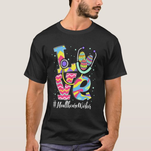 Stethoscoop Love Healthcare Worker Easter Eggs Ou T-shirt (Voorkant)