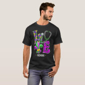 Stethoscoop Love Life Nurse Mardi Gras Carnival Co T-shirt (Voorkant volledig)