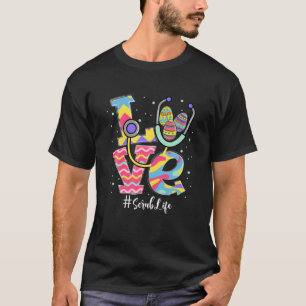 Stethoscoop Love Scrub Life Neurse Paaseieren T-shirt