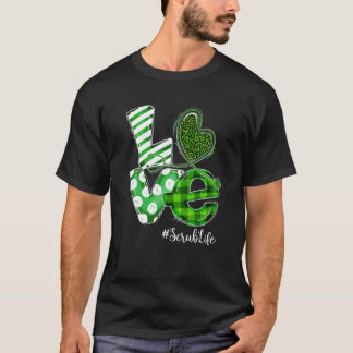Stethoscoop Love Scrub Life Nurse Plays St Patrick T-shirt