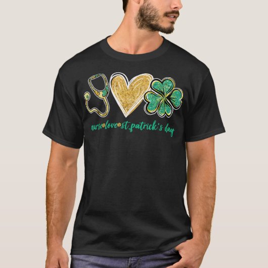 Stethoscoop Love Shamrock Nurse St Patrick's Day G T-shirt (Voorkant)