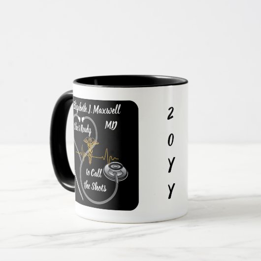 Stethoscoop | MD - Ze is klaar om de Shots te bell Mok (Voorkant links)