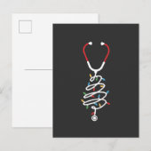 Stethoscoop Medische Benodigdheden Kerstboom Licht Uitnodiging Briefkaart (Voorkant / Achterkant)