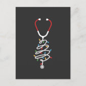 Stethoscoop Medische Benodigdheden Kerstboom Licht Uitnodiging Briefkaart (Voorkant)