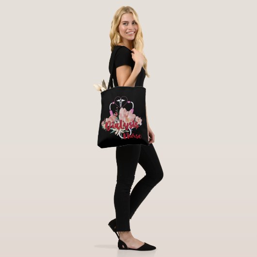 Stethoscoop met Bloemen Dialyse Geregistreerde ver Tote Bag (Op model)