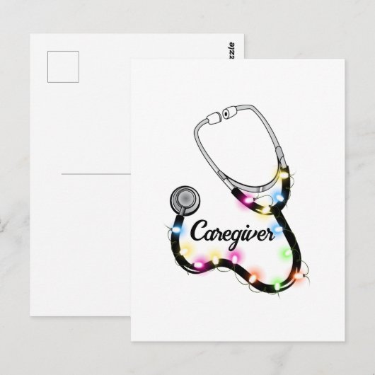 Stethoscoop met kerstlampjes Merry Xmas verpleegst Briefkaart (Voorkant / Achterkant)