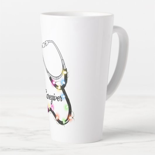 Stethoscoop met kerstlampjes Merry Xmas verpleegst Latte Mok (Rechterhoek)
