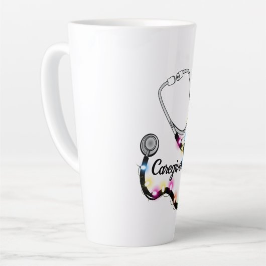 Stethoscoop met kerstlampjes Merry Xmas verpleegst Latte Mok (Linkerhoek)