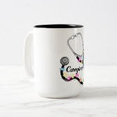 Stethoscoop met kerstlampjes Merry Xmas verpleegst Tweekleurige Koffiemok (Voorkant links)