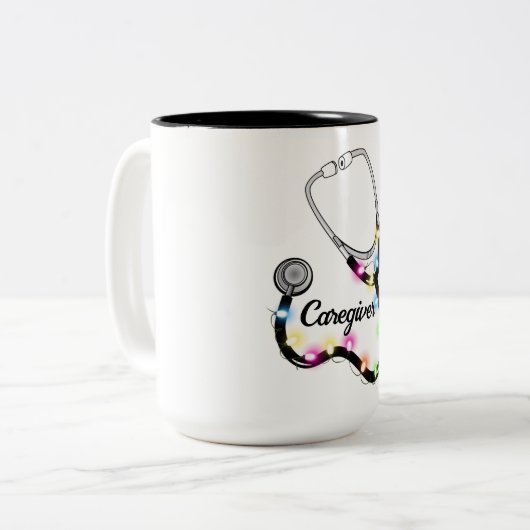 Stethoscoop met kerstlampjes Merry Xmas verpleegst Tweekleurige Koffiemok (Voorkant links)