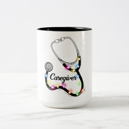 Stethoscoop met kerstlampjes Merry Xmas verpleegst Tweekleurige Koffiemok (Center)