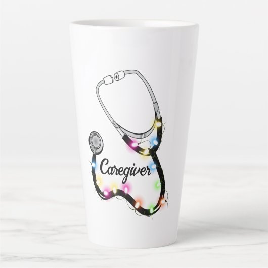 Stethoscoop Met Kerstverlichting Prettig Kerstfees Latte Mok (Voorkant)