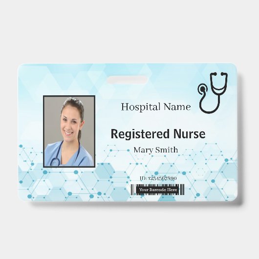 Stethoscoop Molecuul Medische Foto ID Badge (Voorzijde)