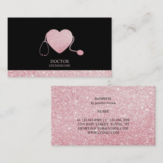 Stethoscoop mousserend hart visitekaartje (Voorkant / Achterkant)