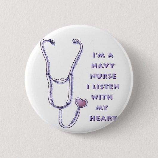 Stethoscoop Navy Nurse Ronde Button 5,7 Cm (Voorkant)