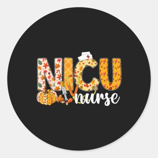 Stethoscoop Nicu Nurse Herfst Yall Autumn Leaves T Ronde Sticker (Voorkant)