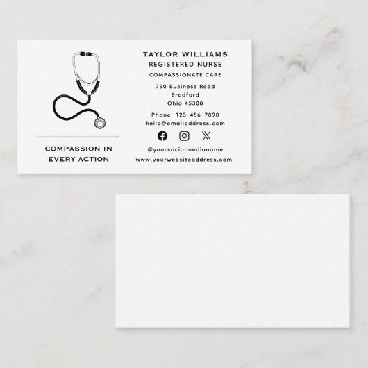 Stethoscoop Nurse Practitioner Cardioloog Doctor Visitekaartje (Voorkant / Achterkant)