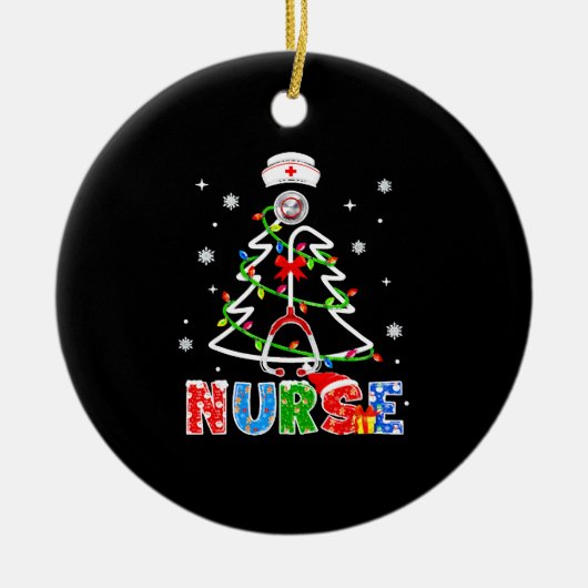 Stethoscoop RNLPN scrub Keramisch Ornament (Voorkant)