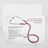 Stethoscoop Rode Medische School Afstuderen nodigt Kaart (Voorkant / Achterkant)