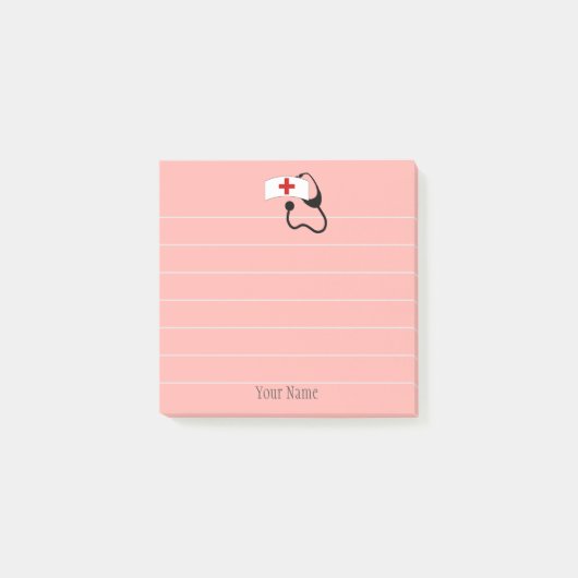 Stethoscoop roze gepersonaliseerd post-it® notes (Voorkant)