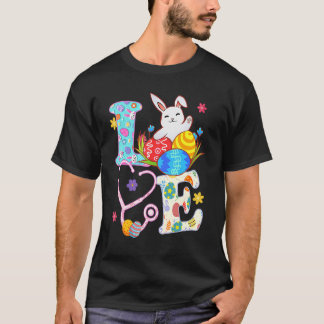 Stethoscoop Scrub Life Verpleegster Konijn Pasen D T-shirt