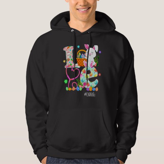 Stethoscoop scrub na zuster leven paasdag hoodie (Voorkant)