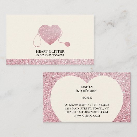 Stethoscoop Sparkling Heart Doctor Ouderenzorg Visitekaartje (Voorkant / Achterkant)