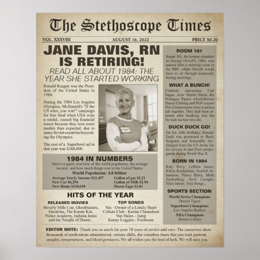 Stethoscoop Times for Nurse Retirement Party (1984 Poster (Voorkant)