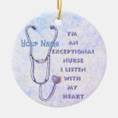 Stethoscoop uitzonderlijke verpleegkundige keramisch ornament (Voorkant)