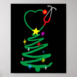 Stethoscoop ververnekt kerstwrak poster
