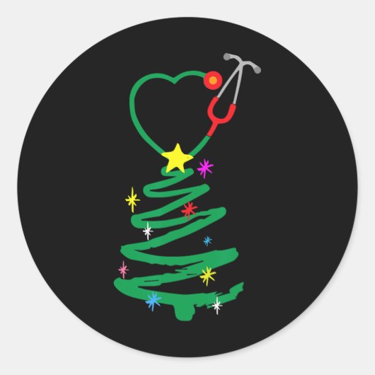 Stethoscoop ververnekt kerstwrak ronde sticker (Voorkant)