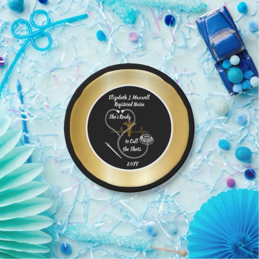 Stethoscoop | Ze is klaar om de Shots te bellen Papieren Bordje (Feest)